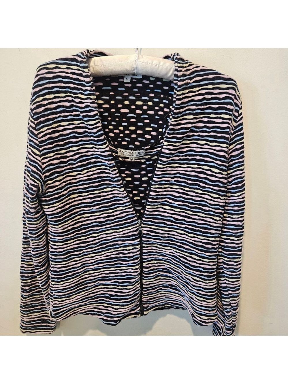 Women's Andria Lieu Black Multi-color Striped Cardigan & Tank Set M